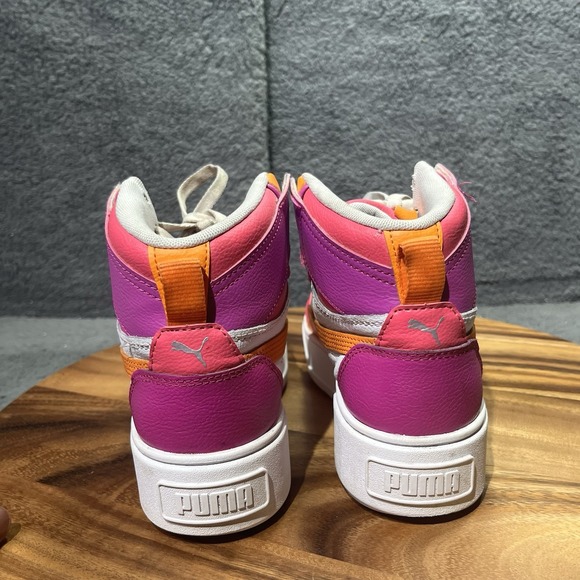 Puma Karmen Rebelle Mid Lace Up Youth‎ Girls White Sneakers Size 5.5 38872903 - Picture 5 of 12